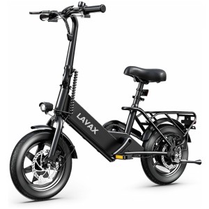 LAVAX Electric Bike for Adults Teens, Folding E-Bike,Commuter City ebike with 350W Motor and 36V 10.4Ah Battery,18.6MPH Speed,3-Level Assist, Dual Disc Brakes